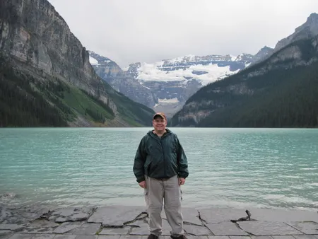 View of Lake Louise and the Chateau in Banff National Park.
