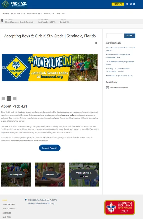 Seminole Pack 431 Website homepage