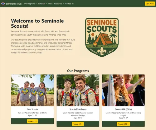 Seminole Scouts Website homepage